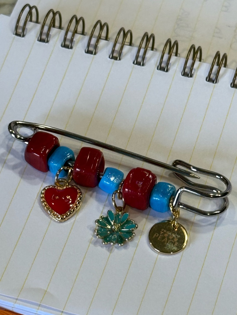 Protect your Peace Limited Edition Handcrafted Red Turquoise Charm Safety Pin - Picture 7 of 7